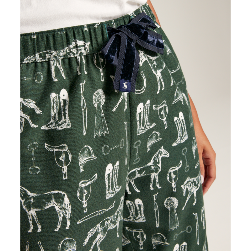 Joules Ladies Stella Pyjama Bottoms - Green Equestrian-3